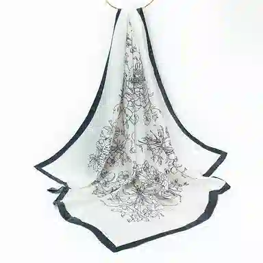 上海故事 加大真丝大方巾 桑蚕丝 丝巾 女款 温婉花意