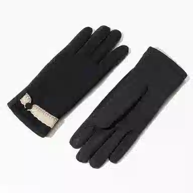 上海故事 蕾丝边优雅小香风秋冬季户外高弹保暖时尚针织 混纺 绒线手套 女款 浅紫 浅杏色 黑色 淡粉 卡其