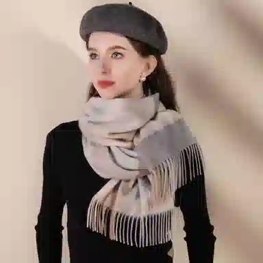 上海故事 通用款粗纺格子羊绒多种颜色 绒线围巾 女款