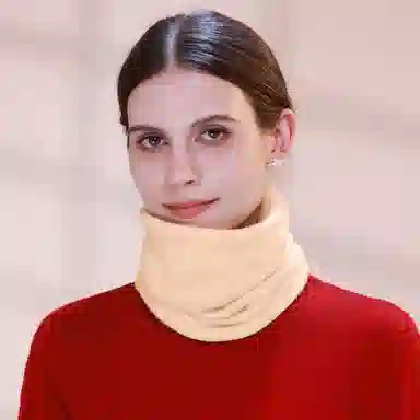 上海故事 亲肤保暖纯色针织围巾小脖套 绵羊毛 围脖 男女同款情侣款