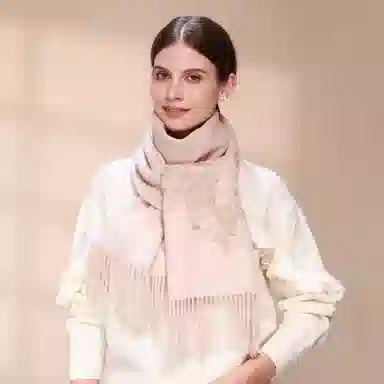 上海故事 红披肩女外搭秋冬加厚保暖时尚刺绣外出防寒小围脖女士 绵羊毛 绒线围巾 女款