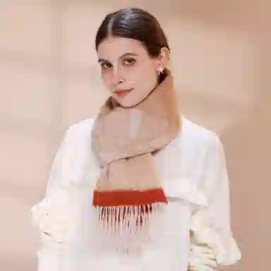 上海故事 轻奢优雅粗纺提花披肩 山羊绒 绒线围巾 女款