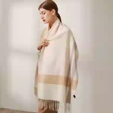 上海故事 送礼  百搭格子大披肩 绒线围巾  女款 礼盒装