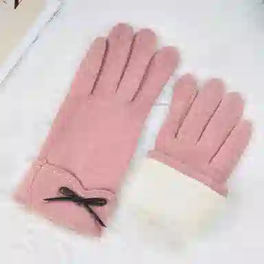 上海故事 可爱时尚加绒骑行骑车保暖百搭防寒 涤纶 绒线手套 女款