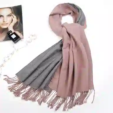 上海故事 冬季加厚双面两用保暖 外出时尚洋气拼色 聚酯纤维 绒线围巾 女款