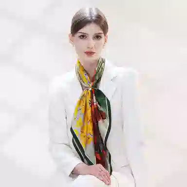 上海故事 加大真丝大方巾 桑蚕丝 丝巾 女款 温婉花意