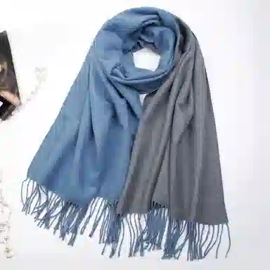 上海故事 冬季加厚双面两用保暖 外出时尚洋气拼色 聚酯纤维 绒线围巾 女款