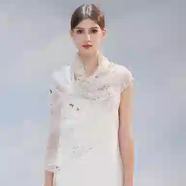 上海故事 春花秋月喷绘真丝长巾 桑蚕丝 丝巾 女款