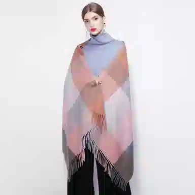 上海故事 时尚美拉德风保暖外出外搭护肩氛围感 聚酯纤维 绒线围巾 女款