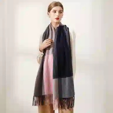 上海故事 送礼  百搭格子大披肩 绒线围巾  女款 礼盒装