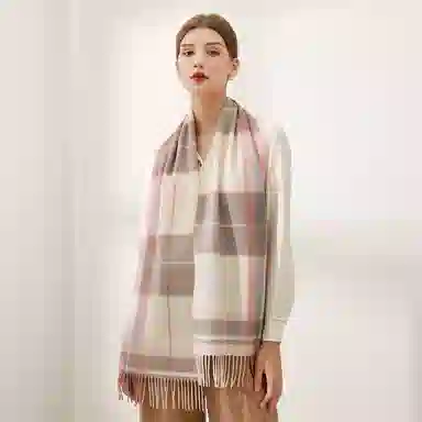 上海故事 通用款粗纺格子羊绒多种颜色 绒线围巾 女款