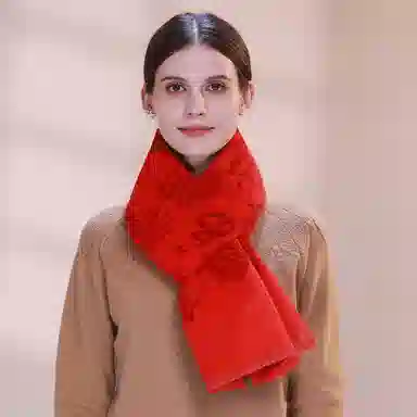 上海故事 中式团员喜庆节日聚会年会团建红披肩 聚酯纤维 绒线围巾 男女同款情侣款