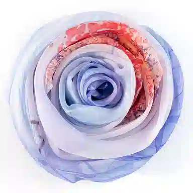 上海故事 春花秋月喷绘真丝长巾 桑蚕丝 丝巾 女款