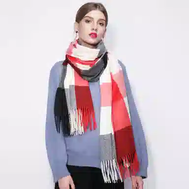 上海故事 时尚美拉德风保暖外出外搭护肩氛围感 聚酯纤维 绒线围巾 女款