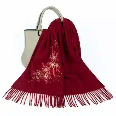 上海故事   刺绣纯羊毛小围巾 小清新 可爱风 花卉刺绣  女款 礼盒装