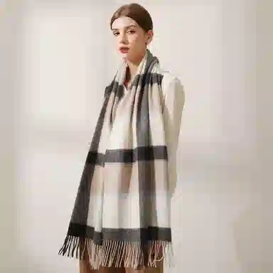 上海故事 送礼  百搭格子大披肩 绒线围巾  女款 礼盒装