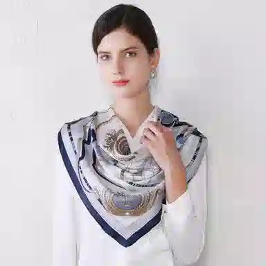 上海故事 加大真丝大方巾 桑蚕丝 丝巾 女款 温婉花意