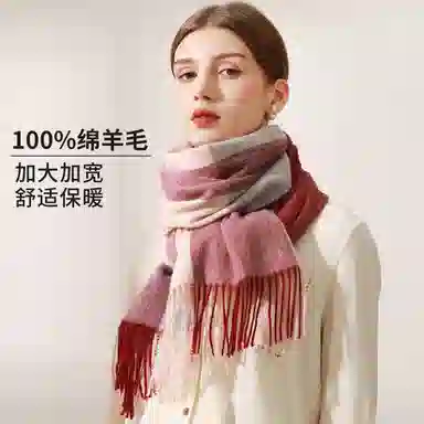 上海故事 送礼  百搭格子大披肩 绒线围巾  女款 礼盒装