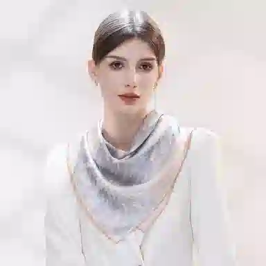 上海故事 加大真丝大方巾 桑蚕丝 丝巾 女款 温婉花意