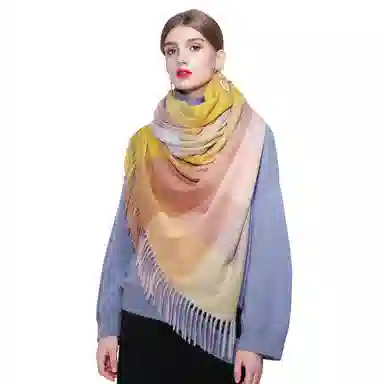 上海故事 时尚美拉德风保暖外出外搭护肩氛围感 聚酯纤维 绒线围巾 女款