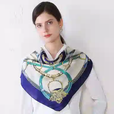 上海故事 加大真丝大方巾 桑蚕丝 丝巾 女款 温婉花意