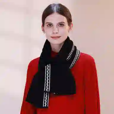 上海故事 青春洋气加厚暖暖高档送礼针织保暖披肩软糯长围脖 绵羊毛 绒线围巾 男女同款情侣款