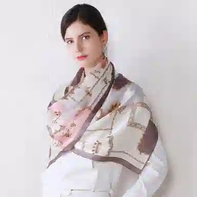 上海故事 青春素绉缎花漾郁金 桑蚕丝 丝巾 女款 礼盒装