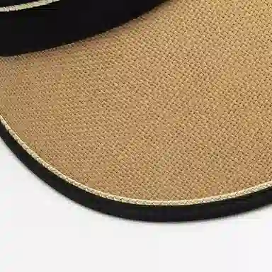 上海故事 空顶遮阳帽大帽檐草帽户外全脸防护显脸小黑胶草编太阳帽可折叠帽子 聚酯纤维 防晒帽 女款