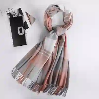 上海故事 时尚美拉德风保暖外出外搭护肩氛围感 聚酯纤维 绒线围巾 女款