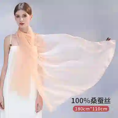 上海故事 纯色加大真丝雪纺素色长巾海滩沙漠旅游推荐 桑蚕丝 丝巾 女款