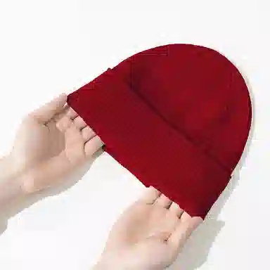 上海故事 纯色暖暖防风护头弹力针织帽 绵羊毛 绒线帽 男女同款情侣款