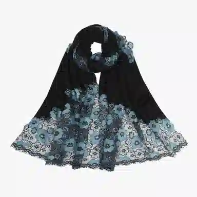 上海故事   高级感 刺绣羊毛围巾   围脖  女款  礼盒装