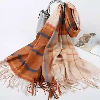 上海故事 送礼  百搭格子大披肩 绒线围巾  女款 礼盒装