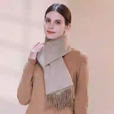 上海故事 秋冬加厚保暖 防寒外出个性缎纹双面拼色 绵羊毛 绒线围巾 女款