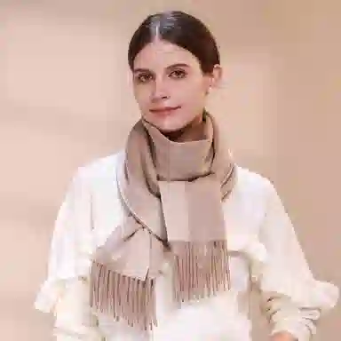 上海故事 秋冬加厚保暖 防寒外出个性缎纹双面拼色 绵羊毛 绒线围巾 女款