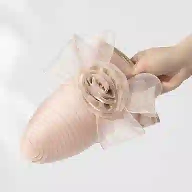 上海故事 春夏遮阳帽大头围渔夫帽蝴蝶结气质花朵欧根纱度假护脸礼帽 聚酯纤维 防晒帽 女款