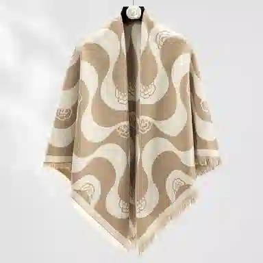 上海故事 秋冬季双面双色洋气旅游外出防寒保暖外搭提花 聚酯纤维 披肩 女款