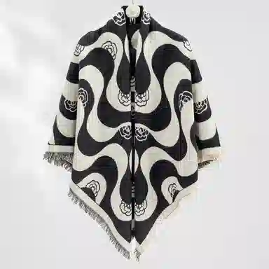 上海故事 秋冬季双面双色洋气旅游外出防寒保暖外搭提花 聚酯纤维 披肩 女款