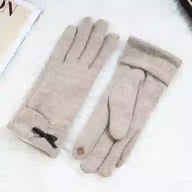 上海故事 可爱时尚加绒骑行骑车保暖百搭防寒 涤纶 绒线手套 女款