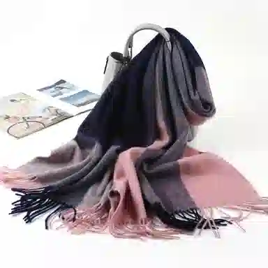 上海故事 送礼  百搭格子大披肩 绒线围巾  女款 礼盒装