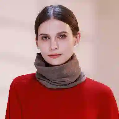 上海故事 亲肤保暖纯色针织围巾小脖套 绵羊毛 围脖 男女同款情侣款