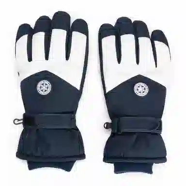 上海故事 冬季户外加绒保暖加厚摩托车骑行滑雪防水防风寒防滑防雨 聚酯纤维 绒线手套 男款