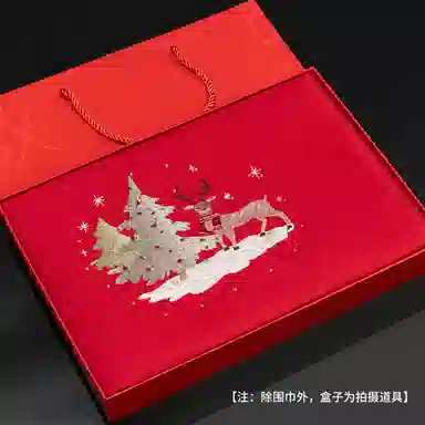 上海故事 粗纺刺绣圣诞之夜  圣诞系列 纯羊毛 绒线围巾 男女同款情侣款