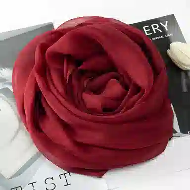 上海故事 纯色加大真丝雪纺素色长巾海滩沙漠旅游推荐 桑蚕丝 丝巾 女款