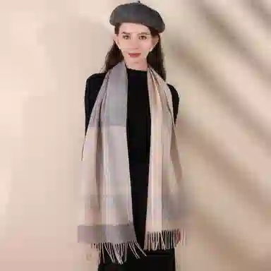 上海故事 通用款粗纺格子羊绒多种颜色 绒线围巾 女款