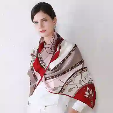 上海故事 青春素绉缎花漾郁金 桑蚕丝 丝巾 女款 礼盒装