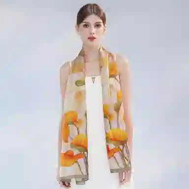 上海故事 桑波缎提花喷绘长巾 桑蚕丝 丝巾 女款 馥锦韶华