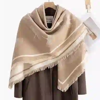 上海故事 秋冬季双面双色洋气旅游外出防寒保暖围脖外搭提花 聚酯纤维 披肩 女款