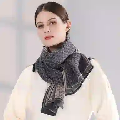 上海故事 青春洋气加厚暖暖高档送礼针织保暖披肩软糯长围脖 绵羊毛 绒线围巾 男女同款情侣款