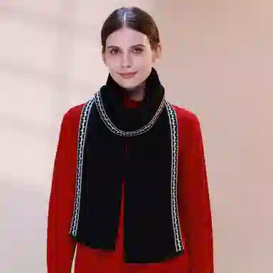 上海故事 青春洋气加厚暖暖高档送礼针织保暖披肩软糯长围脖 绵羊毛 绒线围巾 男女同款情侣款